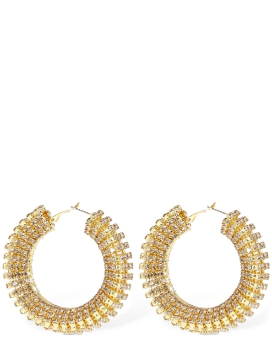Magda Butrym: Chunky crystal hoop earrings - Gold/Crystal - women_0 | Luisa Via Roma