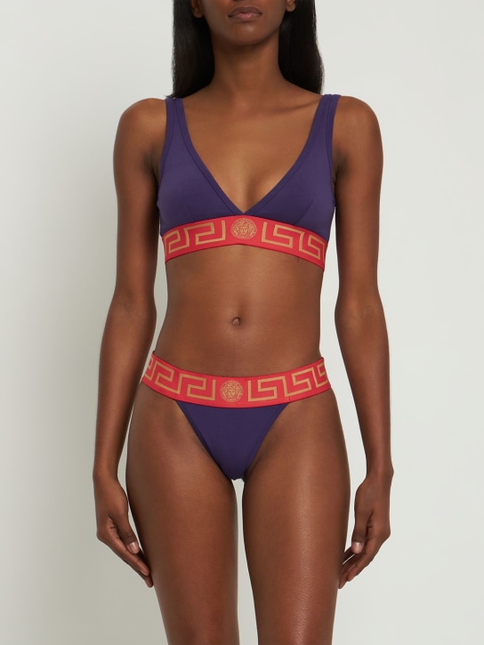 Versace: Sostén triangular de jersey - Púrpura/Rojo - women_1 | Luisa Via Roma