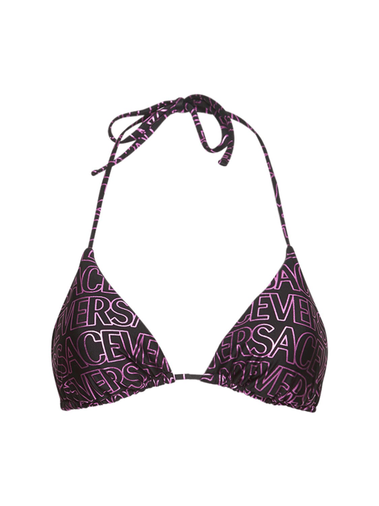 Versace: Stretch tech logo bikini top - Black/Pink - women_0 | Luisa Via Roma