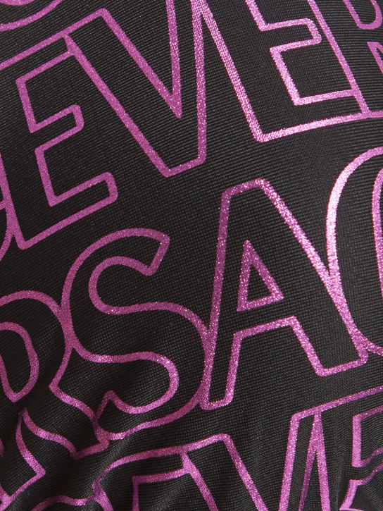 Versace: Stretch tech logo bikini top - Black/Pink - women_1 | Luisa Via Roma