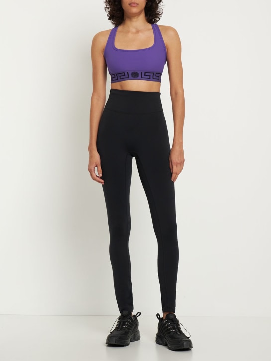 Versace: Stretch tech Greca sport bra - Purple - women_1 | Luisa Via Roma