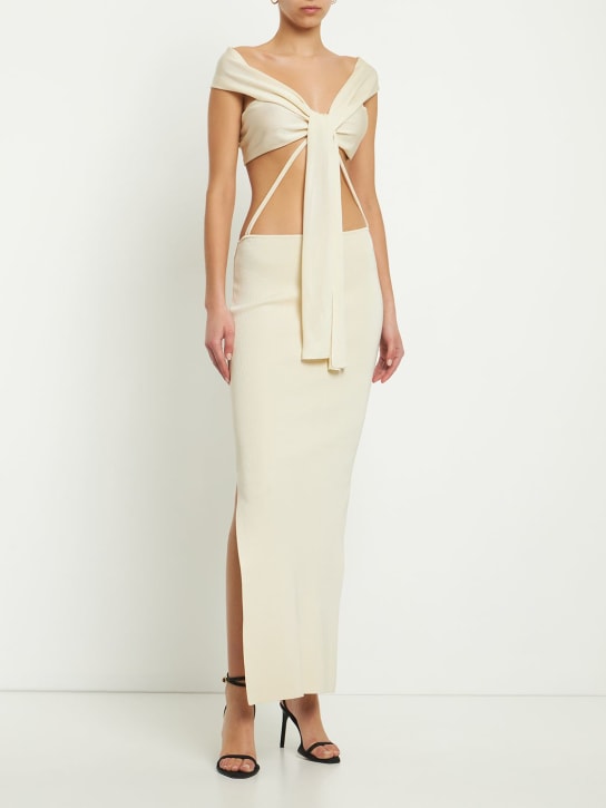 Aya Muse: LVR独家Plero粘胶纤维长款连衣裙 - 米白色 - women_1 | Luisa Via Roma