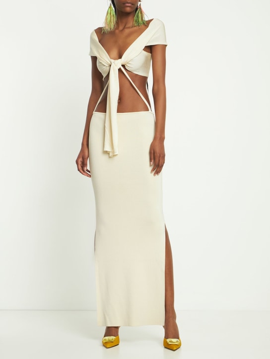 Aya Muse: LVR 익스클루시브 Plero 비스코스 롱 드레스 - 베이지 - women_1 | Luisa Via Roma