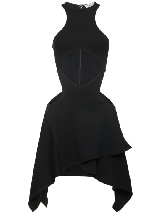 The Attico: Vestido corto de jersey de algodón - Negro - women_0 | Luisa Via Roma