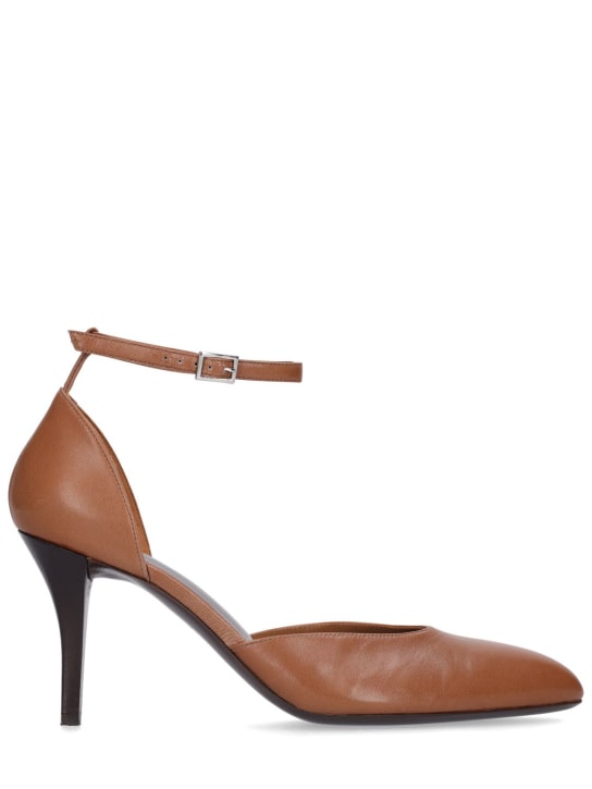 Brown leather hotsell pumps womens