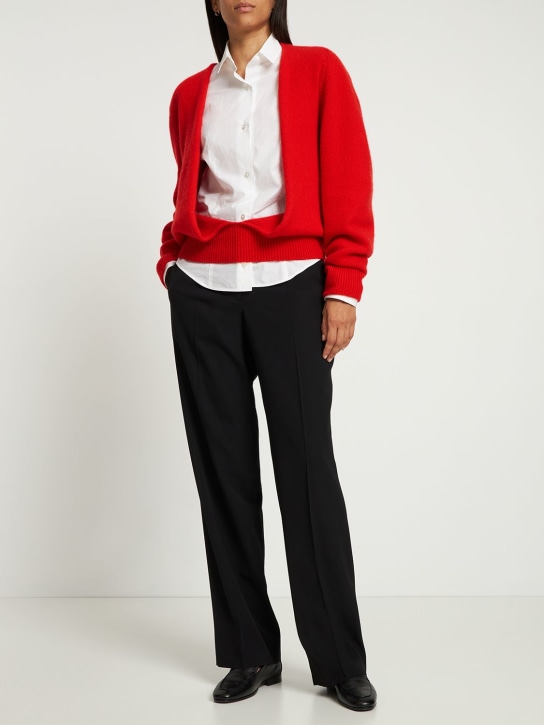 The Row: Chevro open front cashmere knit sweater - Red - women_1 | Luisa Via Roma