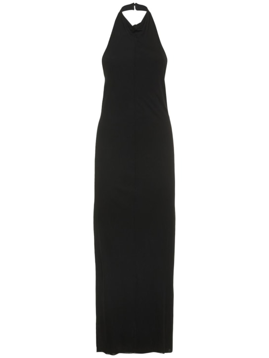 The Row: Brynlee jersey open back long dress - Black - women_0 | Luisa Via Roma