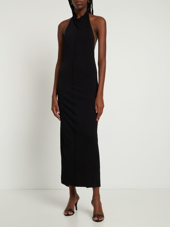 The Row: Brynlee jersey open back long dress - Black - women_1 | Luisa Via Roma