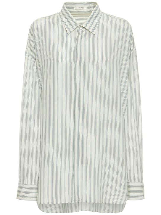 The Row: Camisa larga de seda - Marfil/Verde - women_0 | Luisa Via Roma