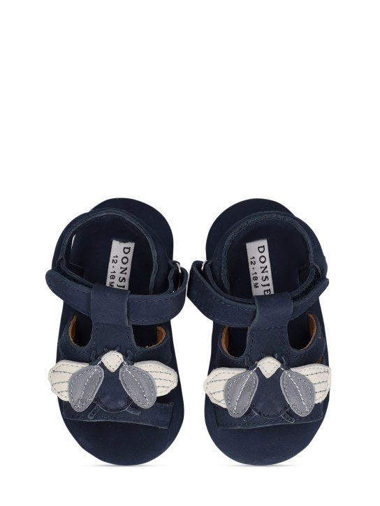 Donsje: Sandalias de piel con parche - Azul Marino - kids-boys_1 | Luisa Via Roma