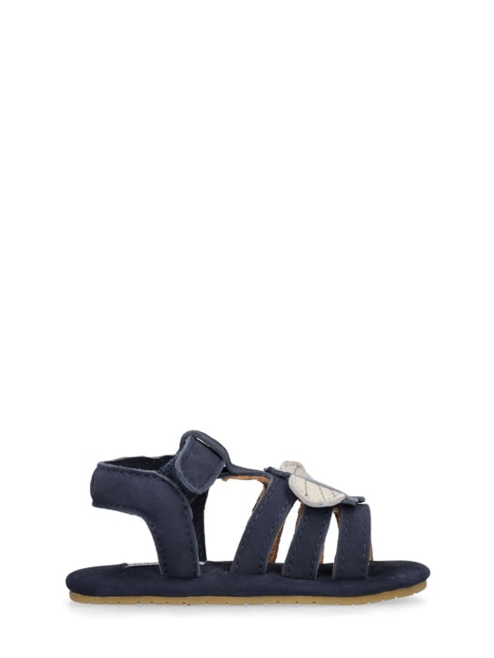 Donsje: Sandalias de piel con parche - Azul Marino - kids-boys_0 | Luisa Via Roma