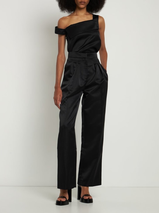 Emilia Wickstead: Double satin one shoulder top - Black - women_1 | Luisa Via Roma