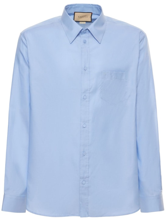 Gucci: Cotton shirt - Light Blue - men_0 | Luisa Via Roma
