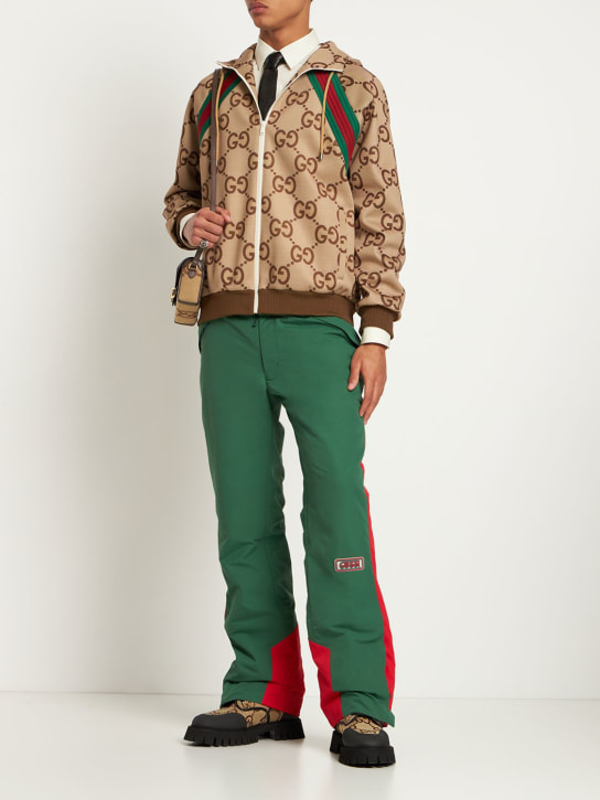 Gucci: GG printed tech zip-up hoodie - Camel/Brown - men_1 | Luisa Via Roma