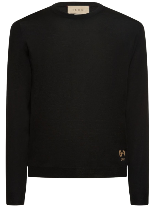 Gucci: Suéter de punto de lana - Negro - men_0 | Luisa Via Roma