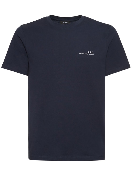 A.P.C.: Logo print organic cotton jersey t-shirt - Navy - men_0 | Luisa Via Roma