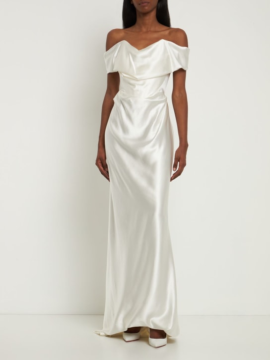 Vivienne Westwood: Nova Cocotte heavy silk satin long dress - Beyaz - women_1 | Luisa Via Roma