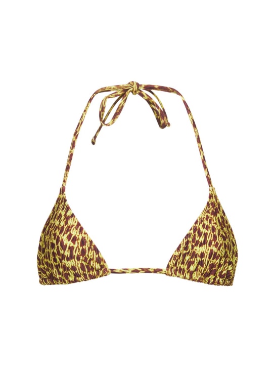 Tropic Of C: Top bikini a triangolo Praia stampato - Yellow/Multi - women_0 | Luisa Via Roma
