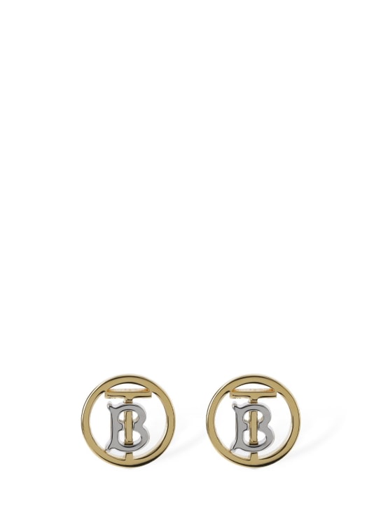Burberry: Mini TB stud earrings - Gold/Silver - women_0 | Luisa Via Roma
