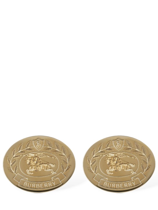 Burberry: Ekd engraved stud earrings - Gold - women_0 | Luisa Via Roma