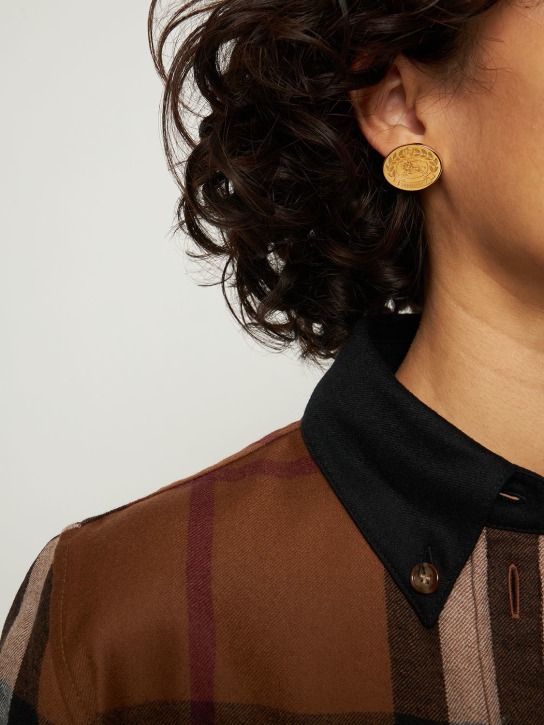Burberry: Ekd engraved stud earrings - Gold - women_1 | Luisa Via Roma