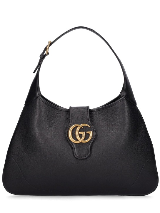 Gucci: Aphrodite leather hobo bag - Black - women_0 | Luisa Via Roma