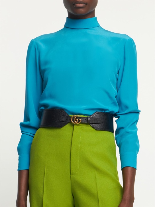 Gucci: 70mm Leather waist belt - Siyah - women_1 | Luisa Via Roma