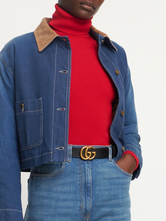 Gucci: Cintura reversibile GG Marmont - Ebony / Black - women_1 | Luisa Via Roma