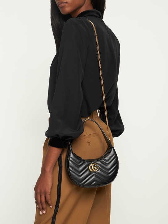 Gucci: Mini GG Marmont leather bag - Black - women_1 | Luisa Via Roma