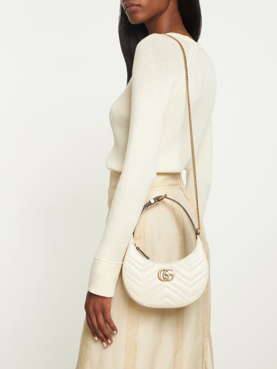 Gucci: Mini GG Marmont deri çanta - Mystic White - women_1 | Luisa Via Roma