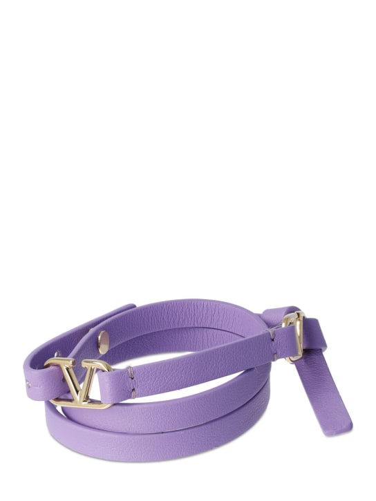 Valentino Garavani: Double wrap V logo leather bracelet - Glicine - women_1 | Luisa Via Roma