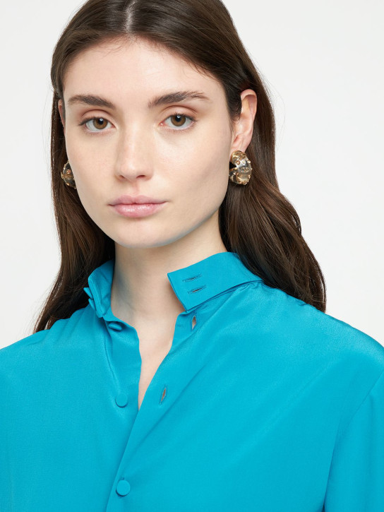 Valentino Garavani: V logo & crystal plexi hoop earrings - women_1 | Luisa Via Roma