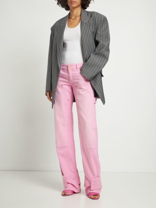 The Attico: Glen pinstripe twill oversize blazer - women_1 | Luisa Via Roma