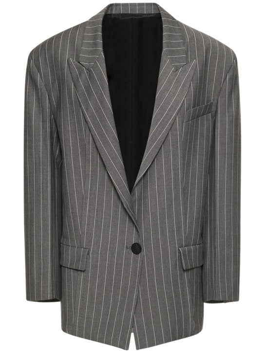 The Attico: Glen pinstripe twill oversize blazer - women_0 | Luisa Via Roma