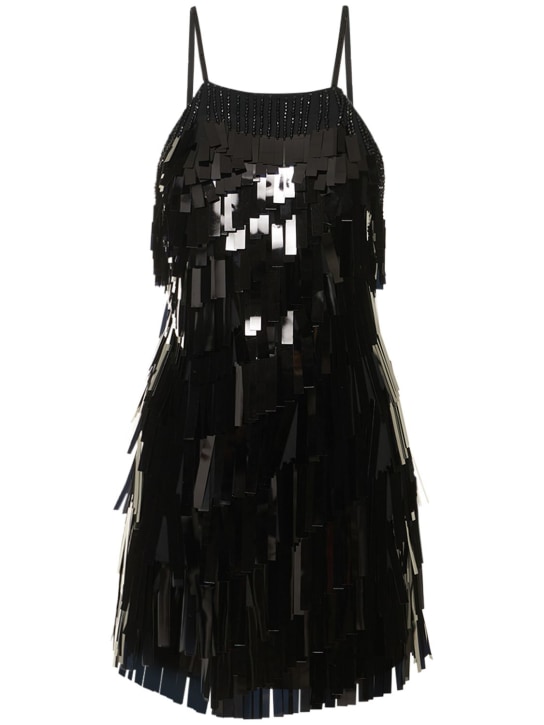 The Attico: Crystal & sequin embellished mini dress - Siyah - women_0 | Luisa Via Roma