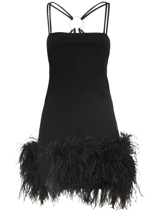 The Attico: Fujiko cady & feathers mini dress - Black - women_0 | Luisa Via Roma