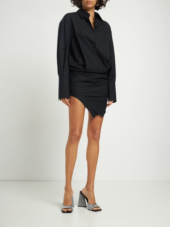 The Attico: Hatty canvas shirt style mini dress - Black - women_1 | Luisa Via Roma