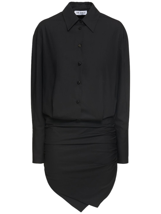 The Attico: Hatty canvas shirt style mini dress - Black - women_0 | Luisa Via Roma