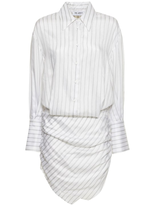 The Attico: Hatty striped shirt style mini dress - White/Grey - women_0 | Luisa Via Roma