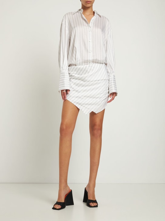 The Attico: Hatty striped shirt style mini dress - White/Grey - women_1 | Luisa Via Roma