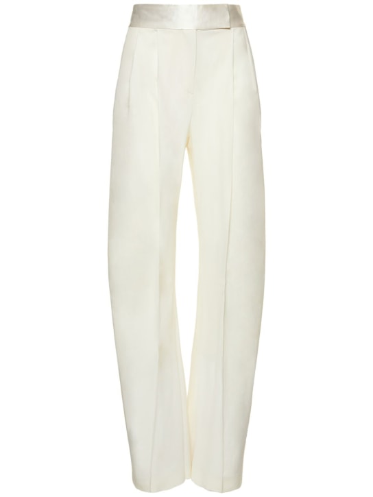 The Attico: Pantalones anchos de gabardina stretch - Blanco - women_0 | Luisa Via Roma