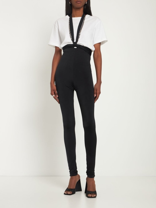 The Attico: Ruby jersey halterneck skinny pants - Black - women_1 | Luisa Via Roma
