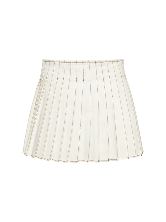 AMI Paris: Pleated cotton mini skirt - White - women_0 | Luisa Via Roma