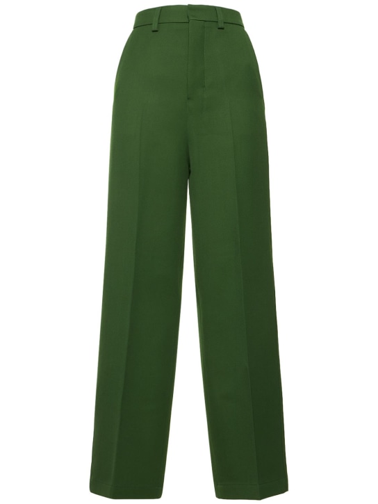 AMI Paris: Large fit wool pants - Green - women_0 | Luisa Via Roma
