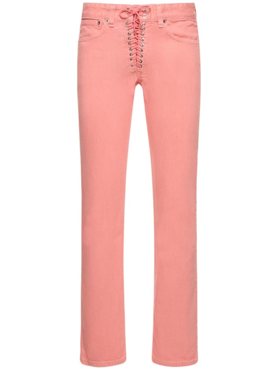 Ludovic de Saint Sernin: Jeans de denim con cintura baja - Rosa - women_0 | Luisa Via Roma