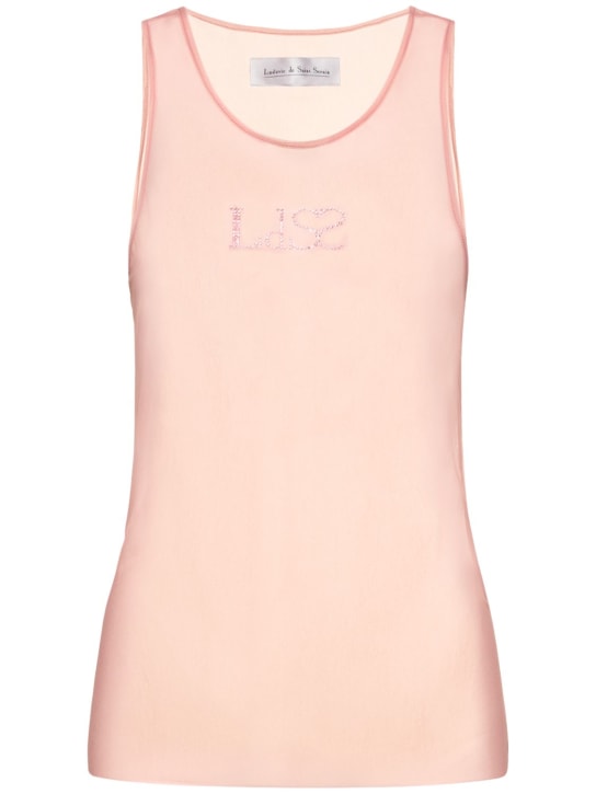 Ludovic de Saint Sernin: Top de malla con logo sin mangas - Rosa - women_0 | Luisa Via Roma