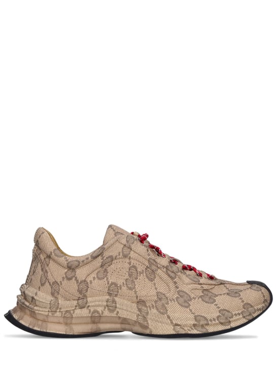Gucci: Gucci Run leather sneakers - Bej/Kahverengi - men_0 | Luisa Via Roma
