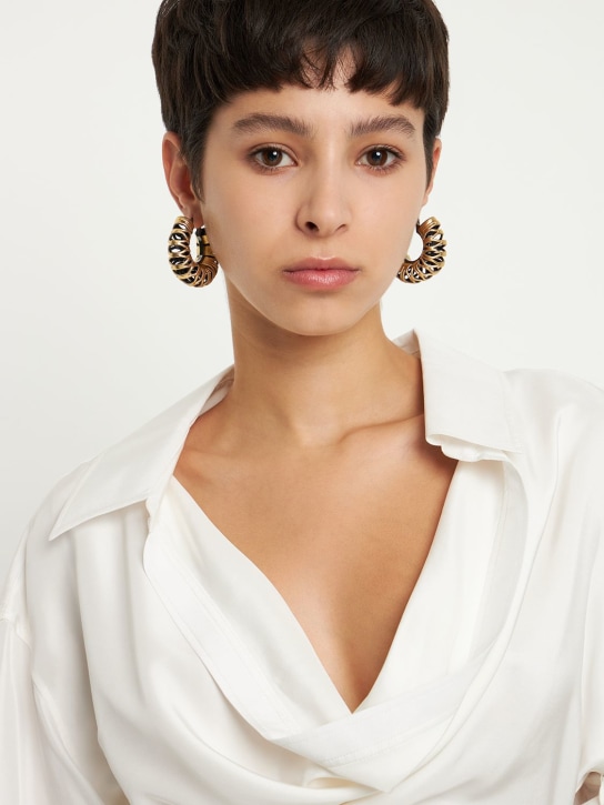 So-le Studio: Ila leather hoop earrings - Gold - women_1 | Luisa Via Roma