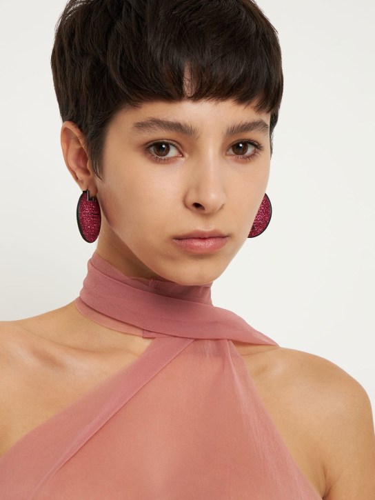 So-le Studio: Geo leather earrings - 자홍색 - women_1 | Luisa Via Roma