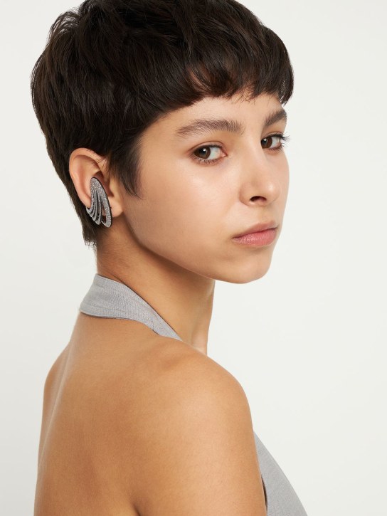 So-le Studio: Lieve leather stud earrings - Kristall/Silber - women_1 | Luisa Via Roma